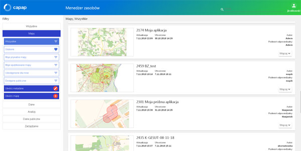 Panel użytkownika serwisu CAPAP