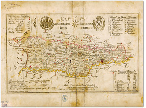 Mapa Wolnego Miasta Krakowa, 1827 r., druk ręcznie barwiony, AN Krak., WMK, 477