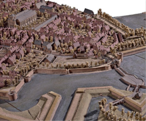 Fragment składającego się z 12 części modelu terenu Ypres o wymiarach 9,44 x 5,48 m wykonanego w skali 1:600 w 1701 r. 