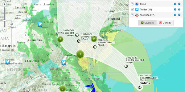 Mapa huraganu Sandy