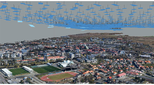 Chmura punktów na podstawie zdjęć z pokładu drona. Kołobrzeg 2019 r.