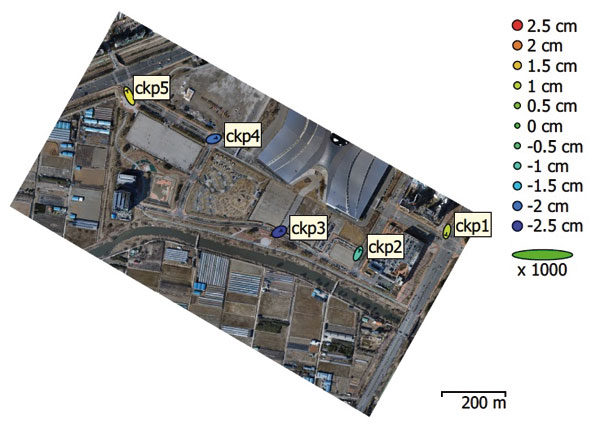Ortofotomapa wykonana podczas pokazu w Seulu – błędy uzyskane na punktach kontrolnych