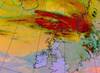 Chmura pyłu wulkanicznego na mapach i zdjęciach satelitarnych