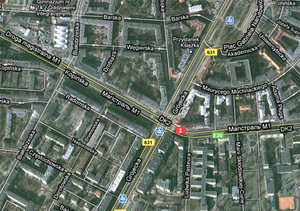 Rosyjsko-białoruska M1 w Warszawie <br />
Google Maps