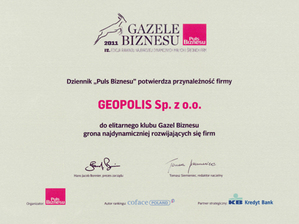 Spółka Geopolis Gazelą Biznesu 2011