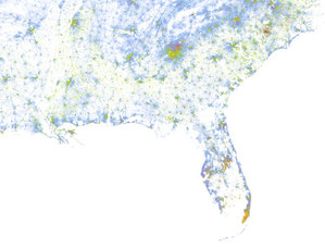 308 mln kropek na rasowej mapie USA