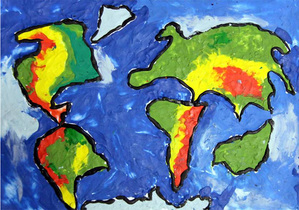 Rusza konkurs plastyczny "Dziecięca Mapa Świata" <br />
Praca wykonana przez Roksanę Meyer (2012 r., II miejsce)