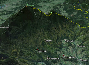 Listopadowe aktualizacje Google Earth i Maps <br />
okolice Babiej Góry