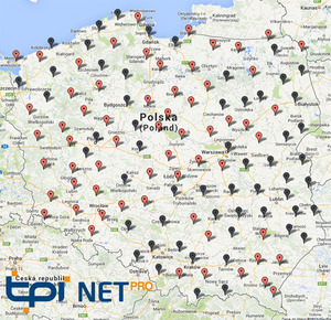 Większość TPI NETpro w zasobie <br />
Stacje w zasobie oznaczone na czerwono