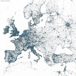 Wiadomości na mikroblogu z lokalizacją dzięki Pitney Bowes <br />
Mapa tweetów w Europie od 2009 r.