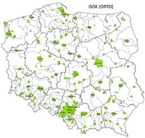 Ortofotomapy ISOK skompletowane <br />
Zasięg danych w projekcie ISOK (orto)