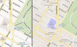 Mapy Microsoftu po liftingu <br />
Bing Maps przed (po lewej) i po zmianie (po prawej)