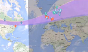 Więcej geolokalizacji na Twitterze <br />
Mapa obserwacji zorzy polarnej opracowana przez NASA na podstawie tweetów z całego świata