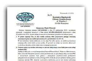 Kolejny list ws. zasilania PRG przez Geo-System