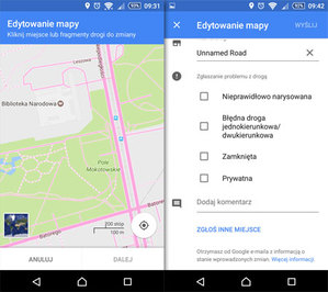 Edytuj Mapy Google na urządzeniu mobilnym