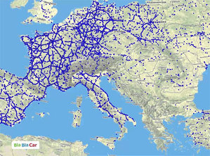 Z Mapami Google złapiesz stopa <br />
Wizualizacja przejazdów BlaBlaCar (fot. BlaBlaCar/YT)