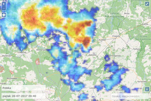 Opady na podkładzie OpenStreetMap