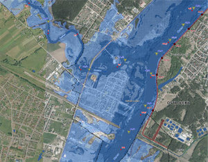 CBA przygląda się systemowi ISOK <br />
Mapa zagrożenia powodziowego - jeden z produktów projektu ISOK