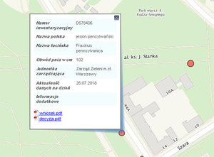 Wycinki w warszawskim geoportalu