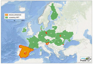 Powstaje mapa wrażliwości na zanieczyszczenie wód podziemnych <br />
Państwa biorące udział w projekcie HOVER WP7 wraz z lokalizacją obszarów pilotażowych