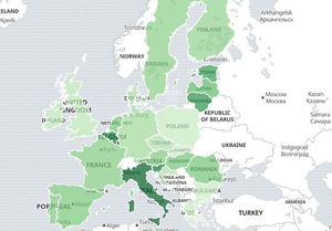 Polskie wskaźniki INSPIRE wciąż na niskim poziomie <br />
Zgodność zbiorów danych w poszczególnych krajach w 2018 r.