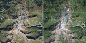 Satelity RapidEye idą na opóźnioną emeryturę <br />
Lodowiec Pizol w Szwajcarii w 2009 i 2019 r.