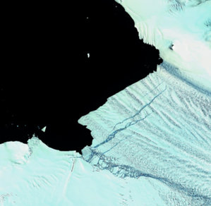 Cielenie się lodowca okiem Sentinela-2 <br />
Zdjęcie z 1 lutego 2020 r.