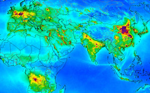 GEMS: nowa jakość satelitarnego monitoringu powietrza <br />
Przykładowa mapa opracowana na podstawie obserwacji Sentinela-5P