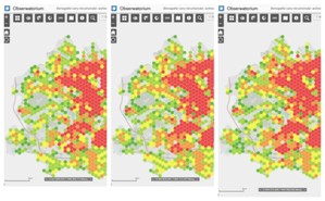 Zmiany ludności i cen nieruchomości w Krakowie na internetowej mapie <br />
Dane o zameldowaniach stałych dla lat (od prawej) 2009, 2015, 2020