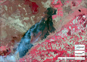 Pożar biebrzańskich bagien okiem satelity PlanetScope Dove