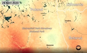 Susza nad Biebrzą okiem satelity SMOS <br />
Biebrza podczas tegorocznej suszy