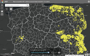 Mapa rozprzestrzeniania się ASF w Polsce