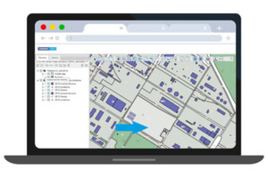 Geoinformacja w zarządzaniu siecią transportową <br />
Widok "lokalizowanie warstwy" wraz z zaznaczonym obiektem tej warstwy na mapie w systemie Comarch ERGO