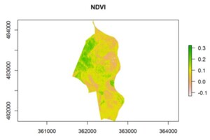 Pobieranie otwartych danych GUGiK w języku R [poradnik] <br />
Znormalizowany różnicowy wskaźnik wegetacji (rezerwat przyrody Krajkowo)