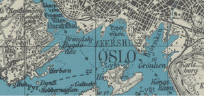 Nowe skany w Archiwum Map WIG <br />
Fragment arkusza Oslo - Oslofjord, skala oryginału 1:50 000, rok wydania 1944