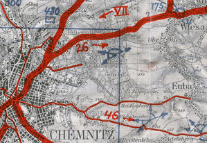 Archiwum WIG: kolejne nowości z Biblioteki Kongresu USA <br />
Fragment arkusza niemieckiej mapy 1:100 000 (Einheitsblatt) z 1934 r. Chemnitz-Altenburg-Doebeln