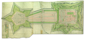 Plany twierdz i mapy militarne <br />
Ryc. Mapa twierdzy jasnogórskiej z projektem jej rozbudowy, 1790 r., Karol Polewski, AGAD, Zbiór Kartograficzny, 94-8