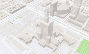 Mapbox przedstawia obiekty 3D