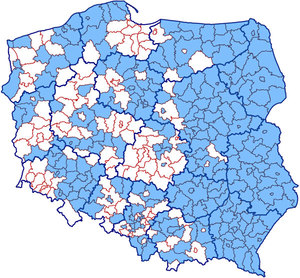 Komplet powiatów w integracji uzbrojenia terenu już w 4 województwach <br />
Aktualny zasięg usługi KIUT