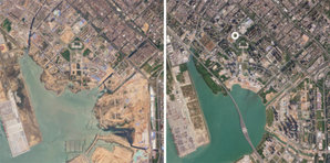 Satelity RapidEye idą na opóźnioną emeryturę <br />
Chińskie miasto Shenzhen w 2009 i 2019 r.