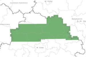 Część woj. łódzkiego na nowych ortofotomapach <br />
Obszar objęty nowym opracowaniem