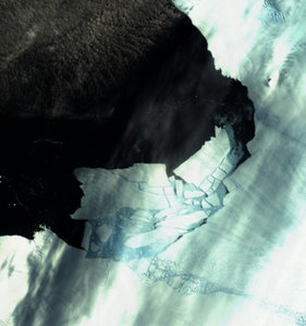 Cielenie się lodowca okiem Sentinela-2 <br />
Zdjęcie z 11 lutego 2020 r.