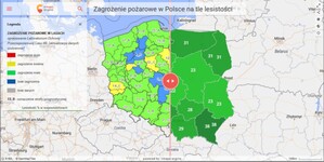 Powstał serwis Mapy Suszy <br />
Zagrożenie pożarowe w Polsce na tle lesistości