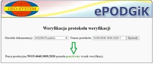 ePODGiK pozwala sprawdzić wynik weryfikacji pracy geodezyjnej