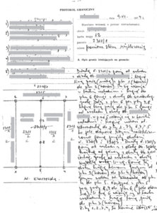 Gehenna rozgraniczeniowa <br />
Fragment protokołu granicznego spisanego w 1974 r. przy podziale działki