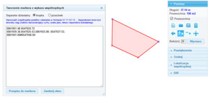 W geoportalach Geobidu otworzysz plik DXF <br />
Tworzenie markera z wykazu współrzędnych