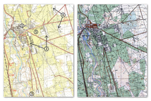 Fragmenty map w skali 1:25 000 garnizon Świętoszów (ark. M-33-19-D-d), z lewej wyd. polskie z 1956 r., z prawej sowieckie z 1979 r.