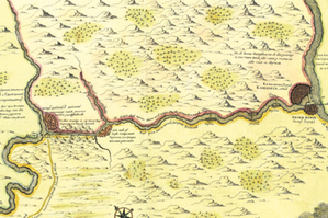 Fragment mapy z projektem kanału Wołga?Don na mapie z 1703 roku, czyli z czasów, kiedy John Perry pracował dla rosyjskiego cara (źródło: http://www.oldmap.org)