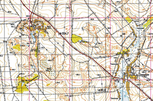 Fragment ukraińskiej mapy do celów wojskowych w skali 1:50 000