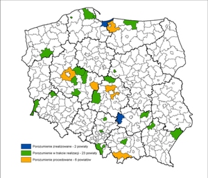 GUGiK wspiera powiaty we wdrażaniu nowego układu wysokościowego <br />
Powiaty ze wsparciem GUGiK